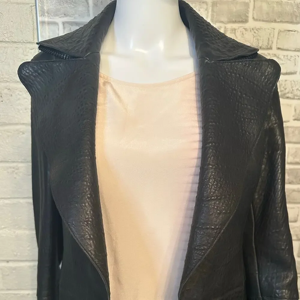 Vintage Akris Bergdorf Croc Embossed Goat Suede Leather Jacket size US 4 Hi-low